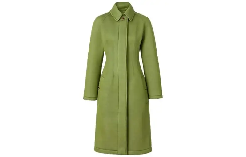 Burberry Coats Women's Green Lapel Moderate Straight Fit