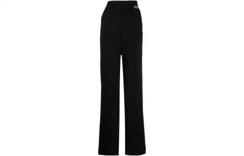 Vetements Knitted Sweatpants Women's Black Moderate Straight Fit Pants