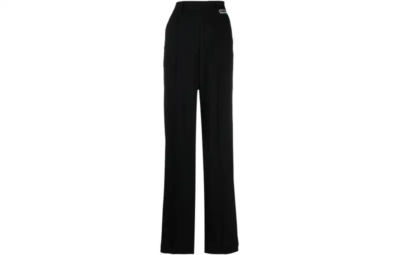 Vetements Knitted Sweatpants Women's Black Moderate Straight Fit Pants