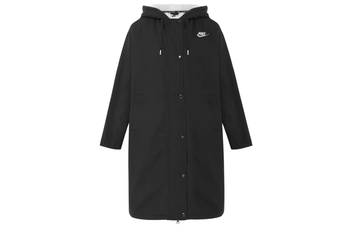 Nike Puffer Jackets Women's Gray Black Hooded Moderate Straight Fit