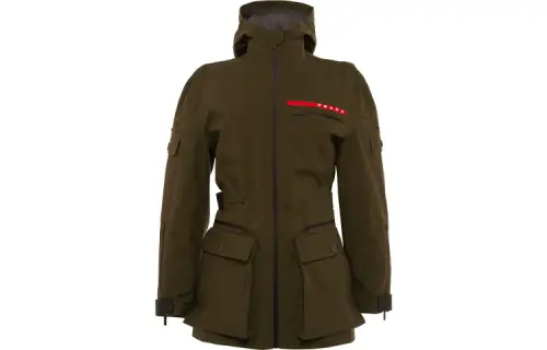 PRADA Cropped Coats Women's Green Hooded Moderate