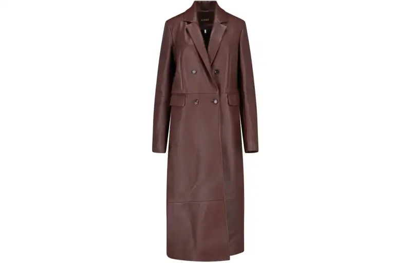 LOEWE Coats Women's Brown Lapel Moderate Straight Fit