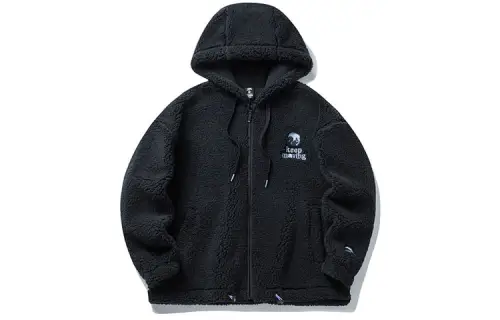 Anta Sports Life Collection Sherpa Fleece Lined Thermal Hooded Jacket Velvet feel Coat Women's Black