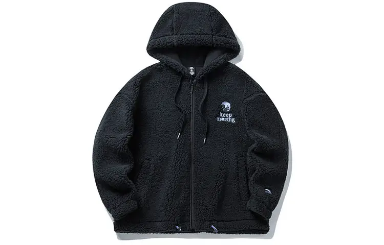 Anta Sports Life Collection Sherpa Fleece Lined Thermal Hooded Jacket Velvet feel Coat Women's Black