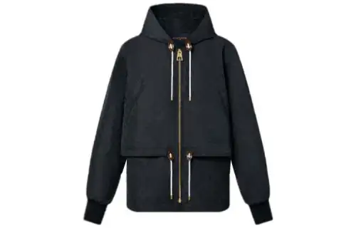 LOUIS VUITTON Parka Coats Women's Black Hooded Moderate