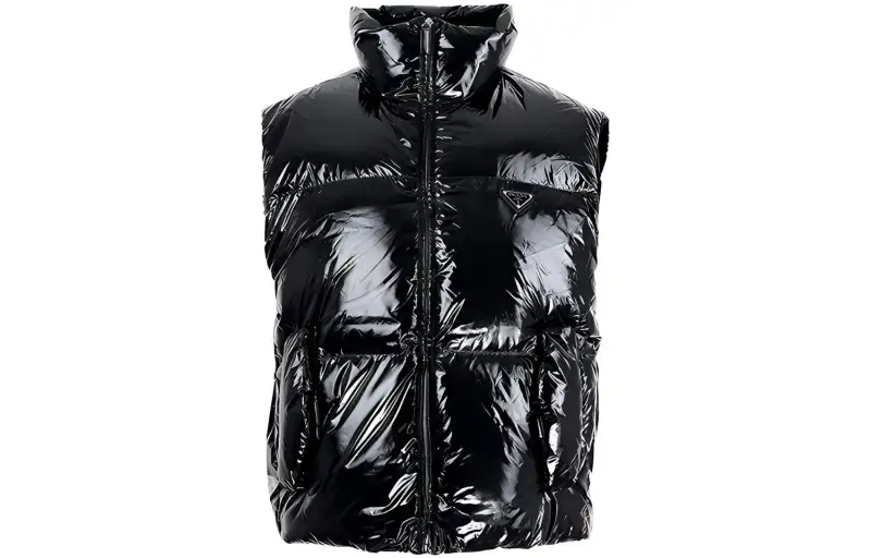 PRADA Down Vests Women's Black Stand Collar Moderate Other