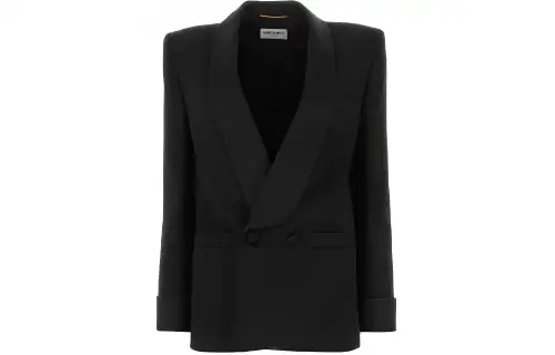 SAINT LAURENT Double-Breasted Long-Sleeved Jacket