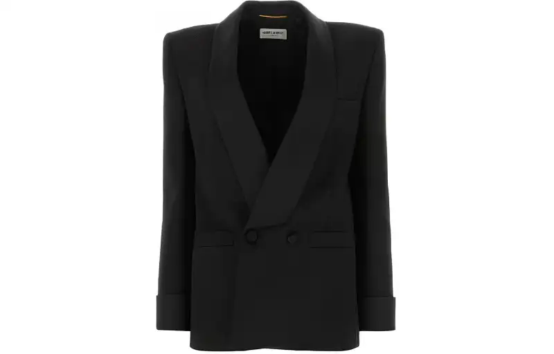 SAINT LAURENT Double-Breasted Long-Sleeved Jacket