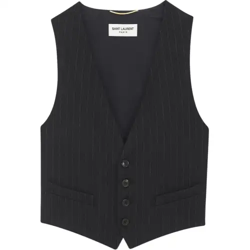 SAINT LAURENT Vests Women's Black V Neck Moderate Other
