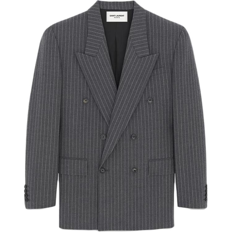 SAINT LAURENT Double-breasted Pinstripe Wool Blazer