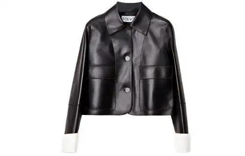 LOEWE Cropped Coats Women's Black Lapel Moderate