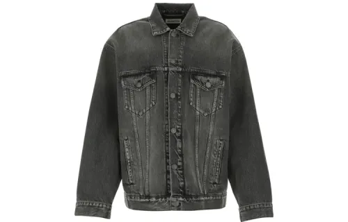 Balenciaga Denim Jacket Loose Fit Women's Dark Gray
