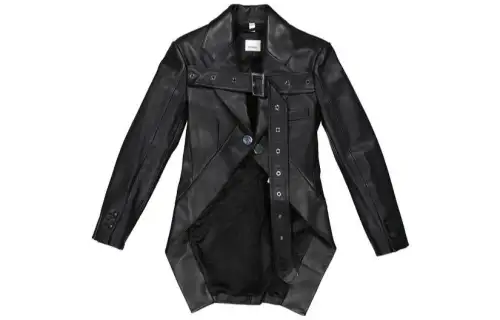 Burberry Leather Jackets Women's Black Stand Collar Moderate Other