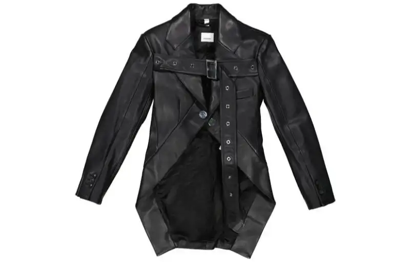 Burberry Leather Jackets Women's Black Stand Collar Moderate Other