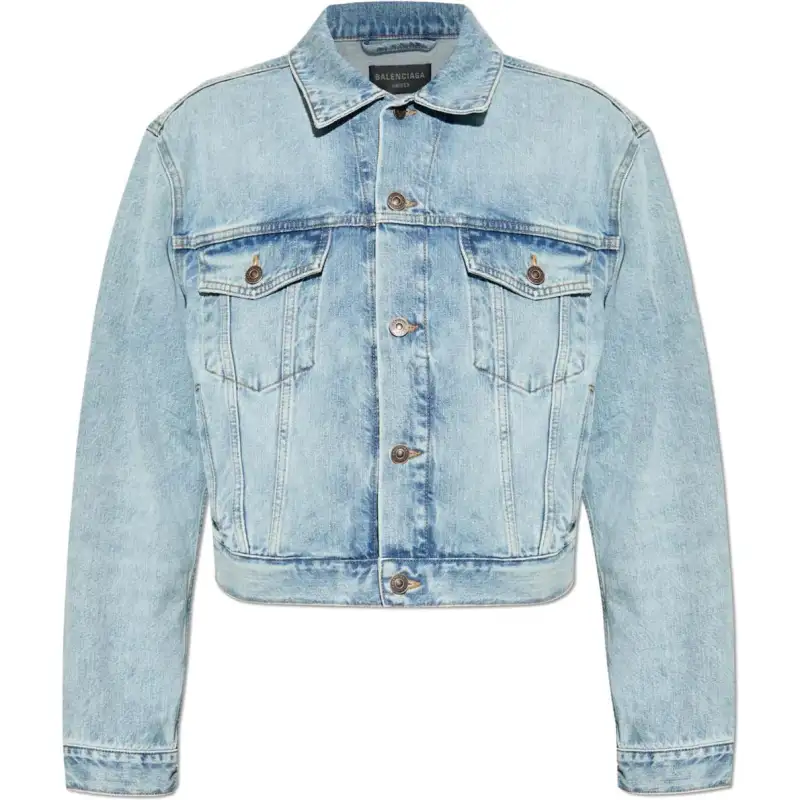 Balenciaga Collared Button Up Denim Jacket