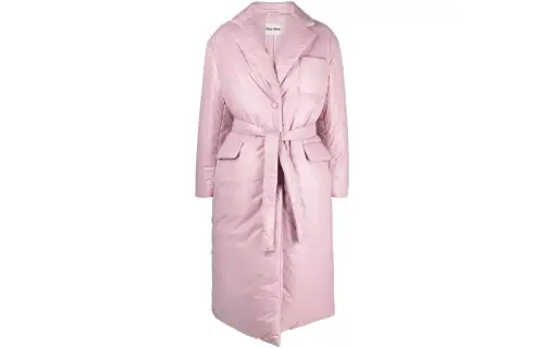 MIU MIU Parka Coats Women's Pink Lapel Moderate