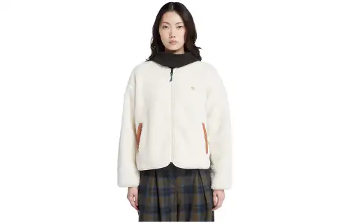 Timberland Fleece Tops Women's Ecru Baseball Collar