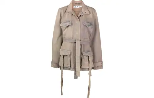 OFF WHITE Denim Jackets Women's Umber Lapel Moderate Straight Fit