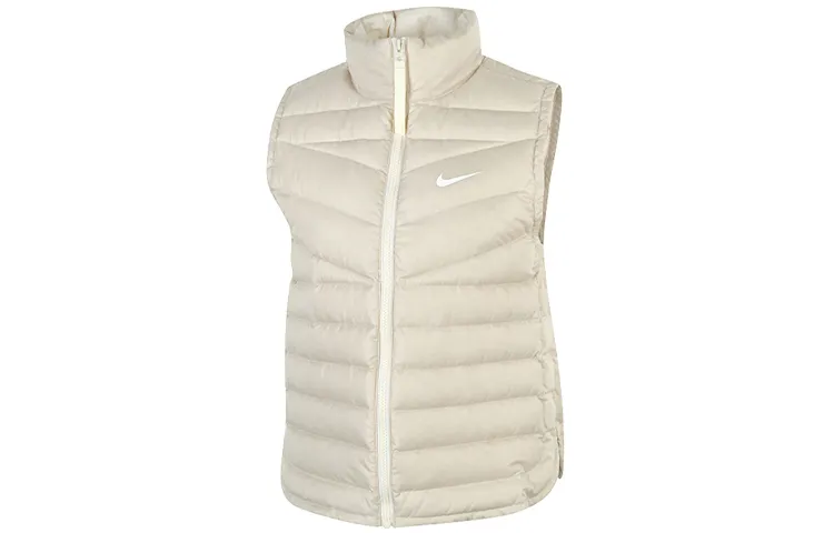 Nike Down Vests Women's Light Ivory White Stand Collar Thickened Other