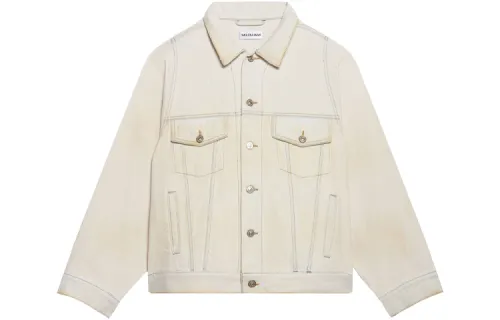 Balenciaga Bell Sleeve Aged Denim Jacket 'Cream'