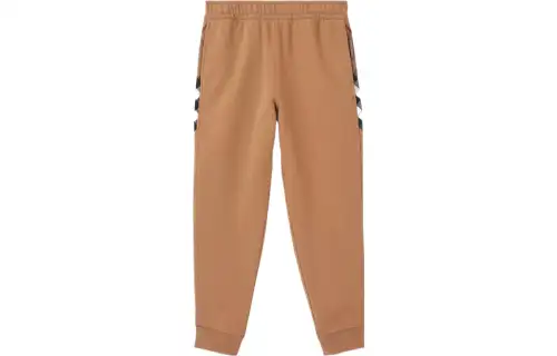 Burberry Women's Check Panel Cotton Jogg Sweatpants Camel