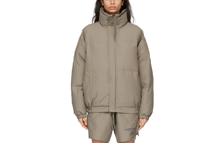 Женская куртка Fear of God Essentials FW21 Nylon Puffer Jacket (серая)