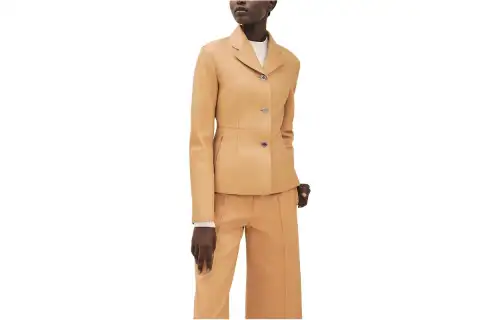 HERMES Leather Jackets Women's Brass Lapel Moderate Other