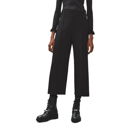 HERMES Casual Pants Women's Black Moderate Cuffed Pants