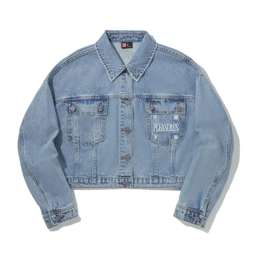 Li Ning x PLEASURES Denim Jacket Women's Blue Denim Creamy Yellow Plaid