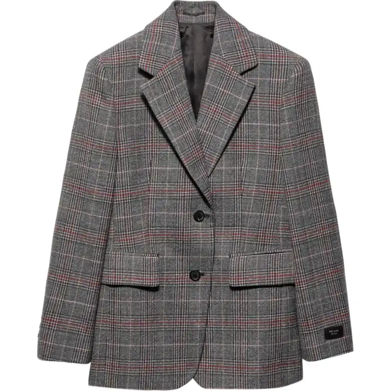 Prada Single-Breasted Houndstooth Blazer