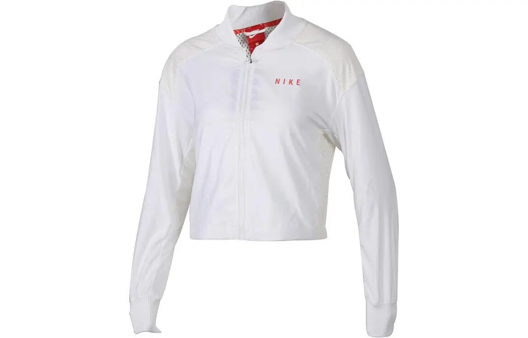 Nike Cropped Coats Women's White Baseball Collar Moderate