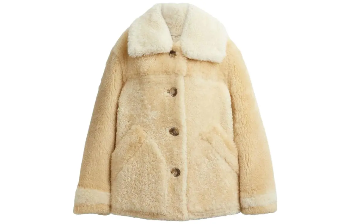COACH Furs Women's Khaki Lapel Moderate