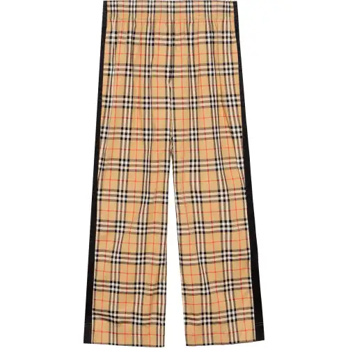 Burberry Vintage Chech Motif Cotton Pants Beige Women's