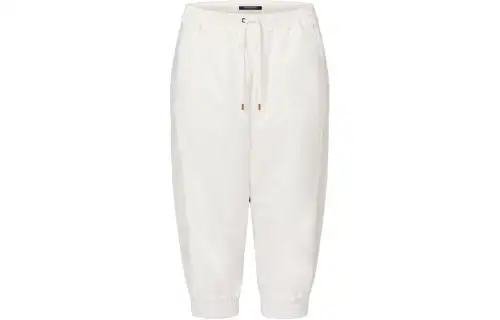 LOUIS VUITTON Shiny Monogram Cropped Jogging Pants Casual Pants Women's White