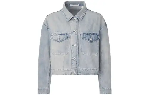 UNIQLO Denim Jackets Women's Lake Blue Lapel Moderate Straight Fit