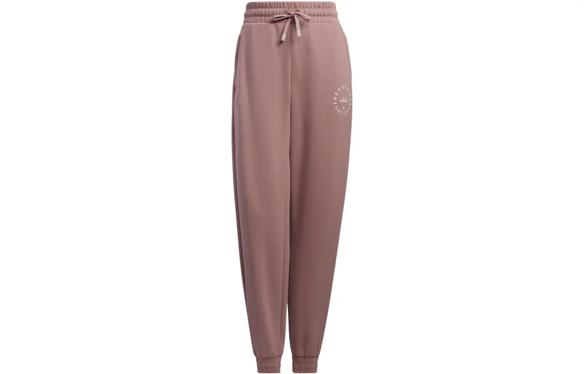 Adidas Knitted Sweatpants Women's Pink Moderate Cuffed Pants