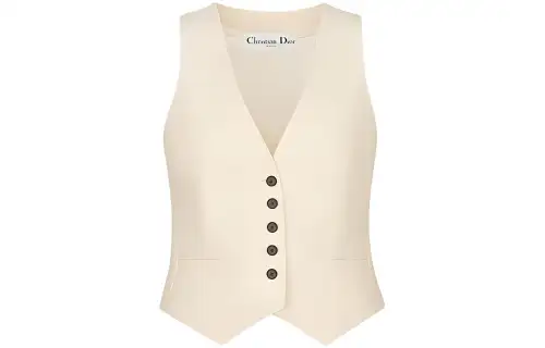 DIOR Quarterly New Products Vests Women's Ecru V Neck Moderate Other