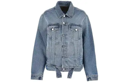 Vetements Denim Jackets Women's Sky Blue Lapel Moderate Straight Fit
