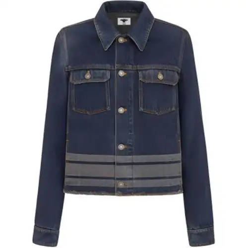 DIOR Quarterly New Products Denim Jackets Women's Blue Lapel Moderate Straight Fit