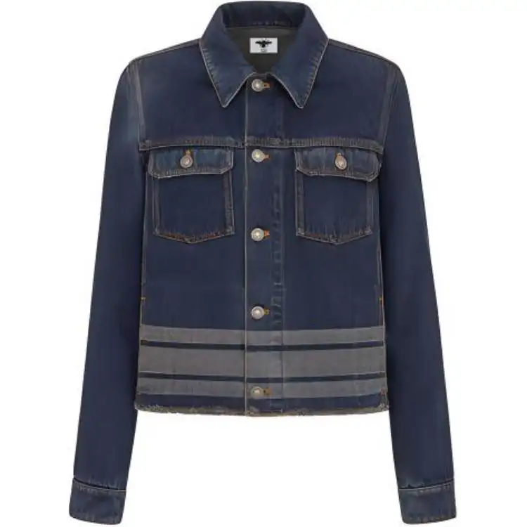 DIOR Quarterly New Products Denim Jackets Women's Blue Lapel Moderate Straight Fit