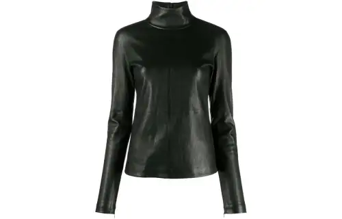 Bottega Veneta Leather Jackets Women's Black Turtleneck Moderate Other
