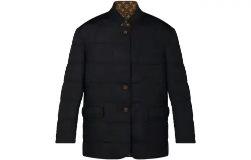 LOUIS VUITTON FW21 Solid Color Stand Collar Puffer Jacket Women's Black