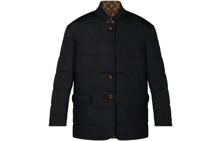 LOUIS VUITTON FW21 Solid Color Stand Collar Puffer Jacket Women's Black