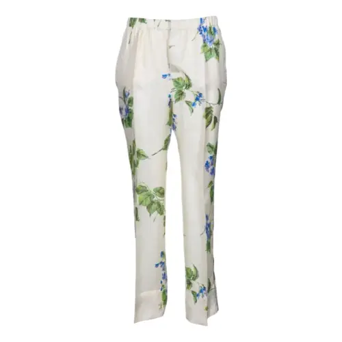 Prada floral-print twill trousers