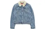 Levis Sherpa Thickened Single Breasted Fleece Lined Denim Jacket Women's Blue