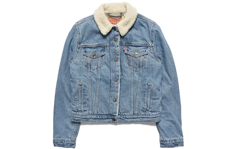 Levi's Sherpa Thickened Single-Breasted Fleece-Lined Velvet-feel Coat Women's Blue