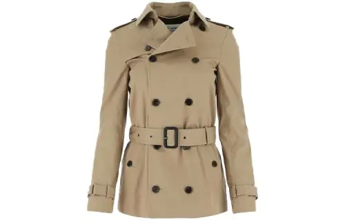 SAINT LAURENT Trench Coats Women's Beige Lapel Moderate