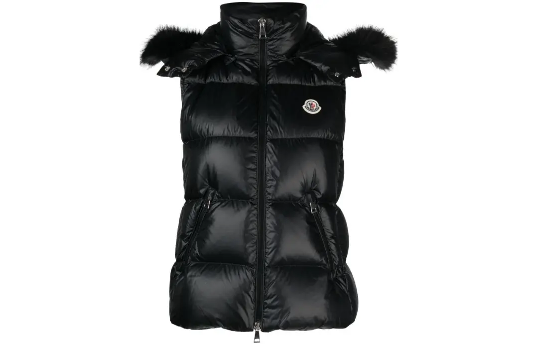 Moncler Down Vests Women's Black Crew Neck Moderate