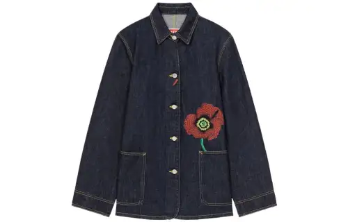 【Previous Season】floral-embroidered denim jacket