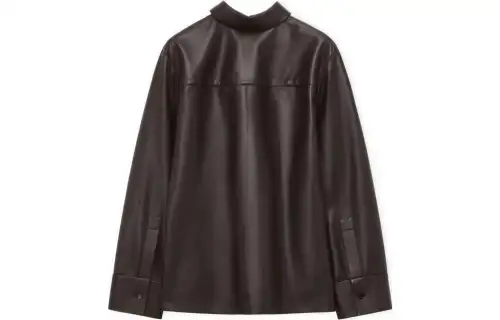 LOEWE Leather Jackets Women's Dark Brown Lapel Moderate Other